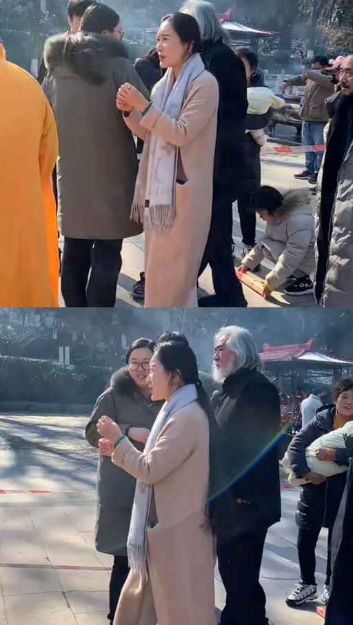 张纪中携娇妻现身寺庙