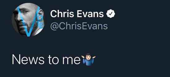 克里斯埃文斯否认回归出演美队“对我来说是新闻”