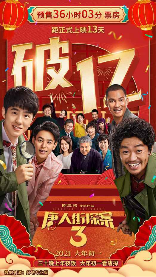 《拆弹专家2》票房破12亿 《唐探3》春节预售总票房破亿