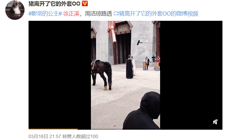 徐正溪《影帝的公主》婚服摔下马,转眼又开开心心拍摄了