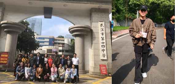 朱一龙衣着朴素回母校探望老师