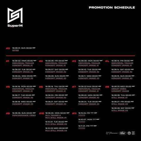 SuperM将於10月4日公开迷你一辑!由李秀满亲自制作 并收录5首魅力歌曲